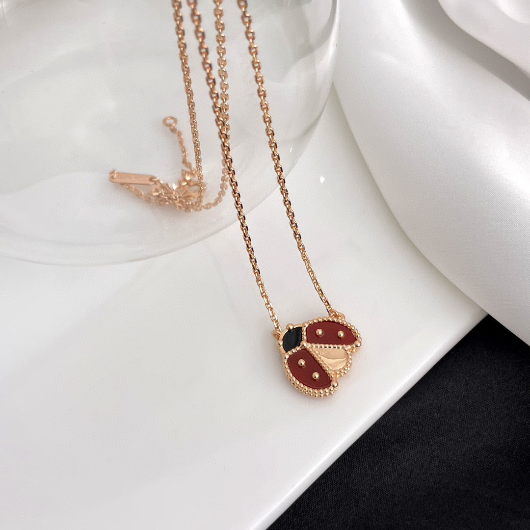 Aura LUCKY  CARNELIANS LADYBUG NECKLACE