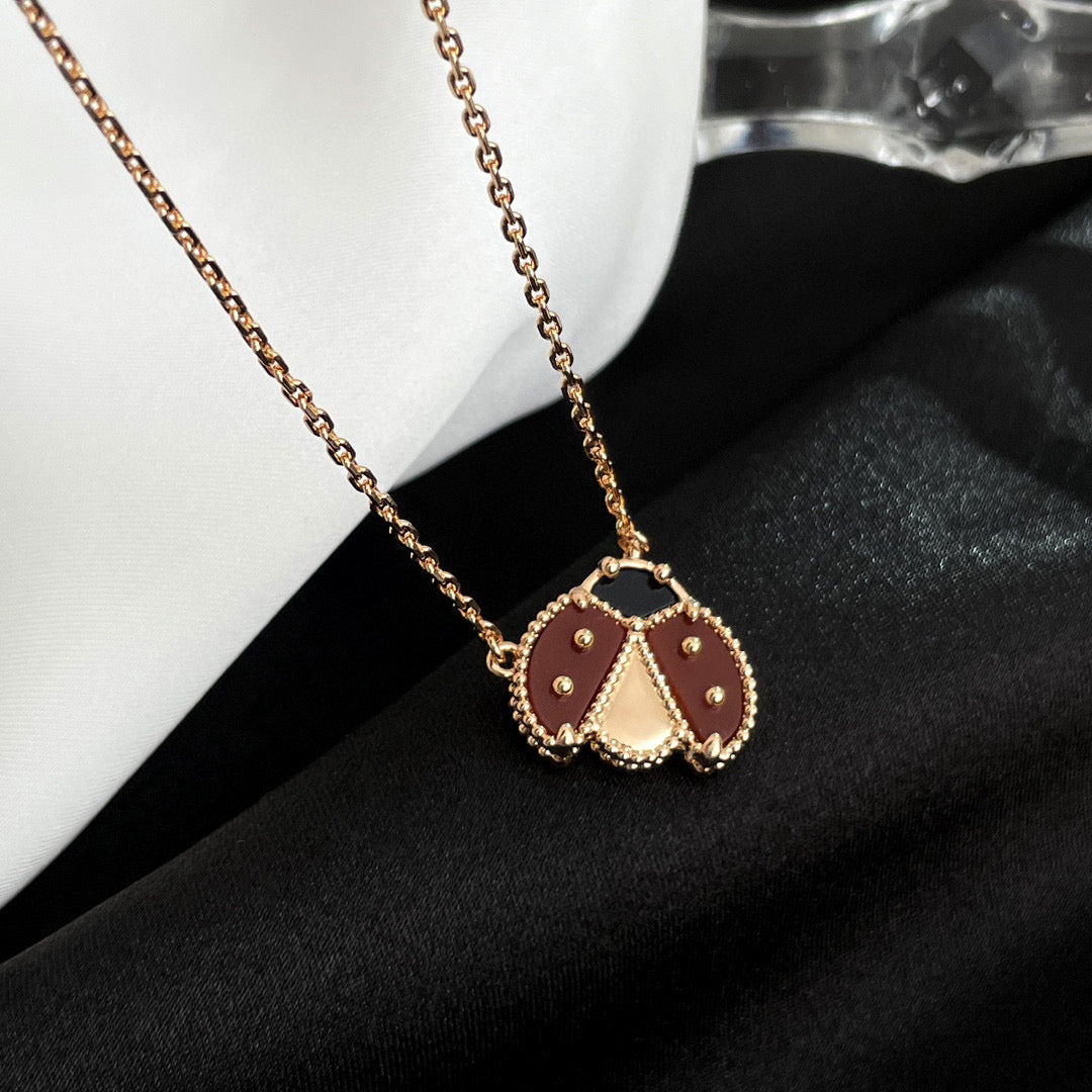 Aura LUCKY  CARNELIANS LADYBUG NECKLACE