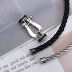 Aura FORCE LARGE HORSESHOE BLACK DIAMOND BRACELET SILVER