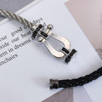 Aura FORCE LARGE HORSESHOE BLACK DIAMOND BRACELET SILVER