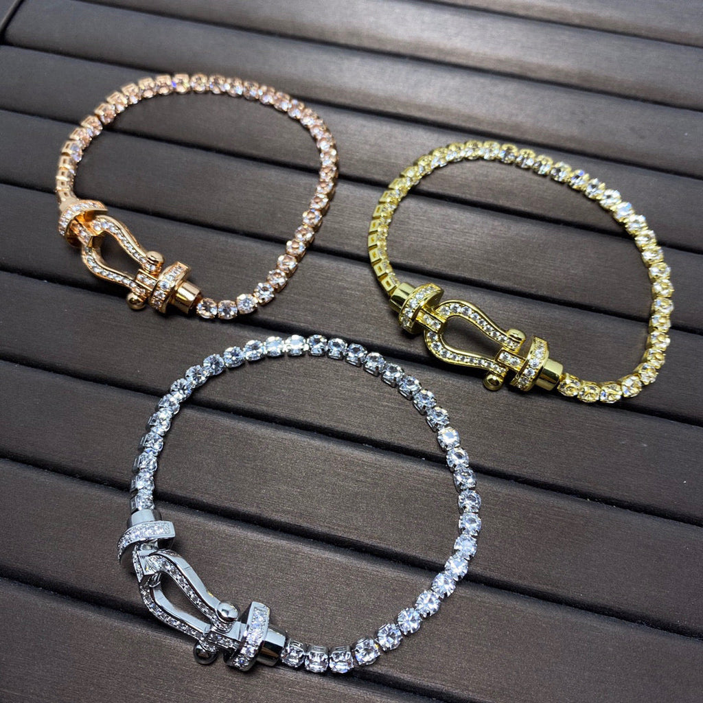 Aura FORCE großes Hufeisen-Tennisarmband mit vollem Diamantenbesatz