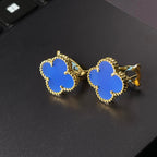 [Aura ] CLOVER LARGE (20mm) 1 MOTIFS BLUE MOP STUD EARRINGS