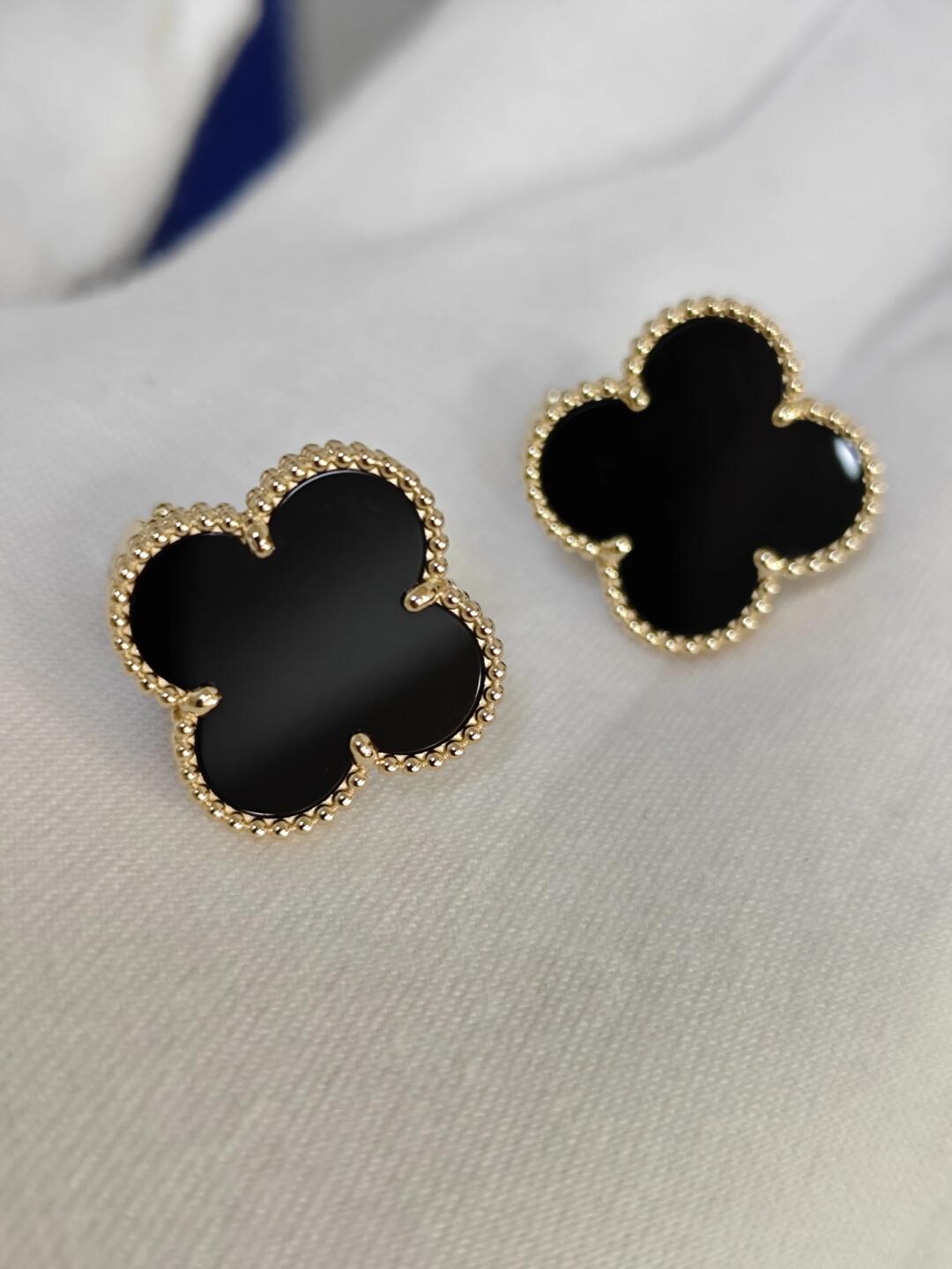 [Aura ] CLOVER 20MM SCHWARZE PERLMUTT-OHRRINGE