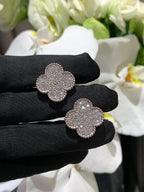 [Aura ] CLOVER 20MM MOTIFS DIAMOND STUD EARRINGS SILVER
