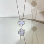 Aura CLOVER 15MM BLAUER CHALCEDON HALSKETTE SILBER