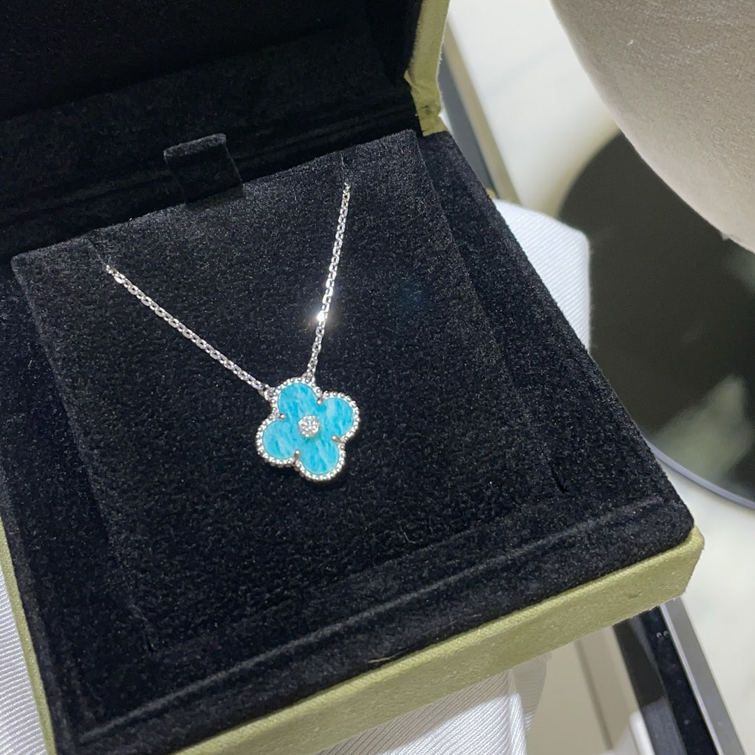 Aura CLOVER 15MM DIAMANT SILBERPORZELLAN HALSKETTE SILBER