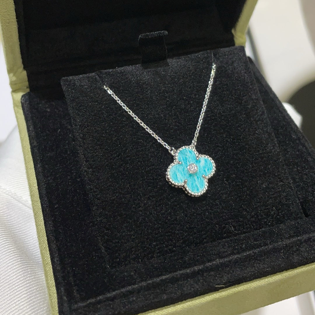 Aura CLOVER 15MM DIAMANT SILBERPORZELLAN HALSKETTE SILBER