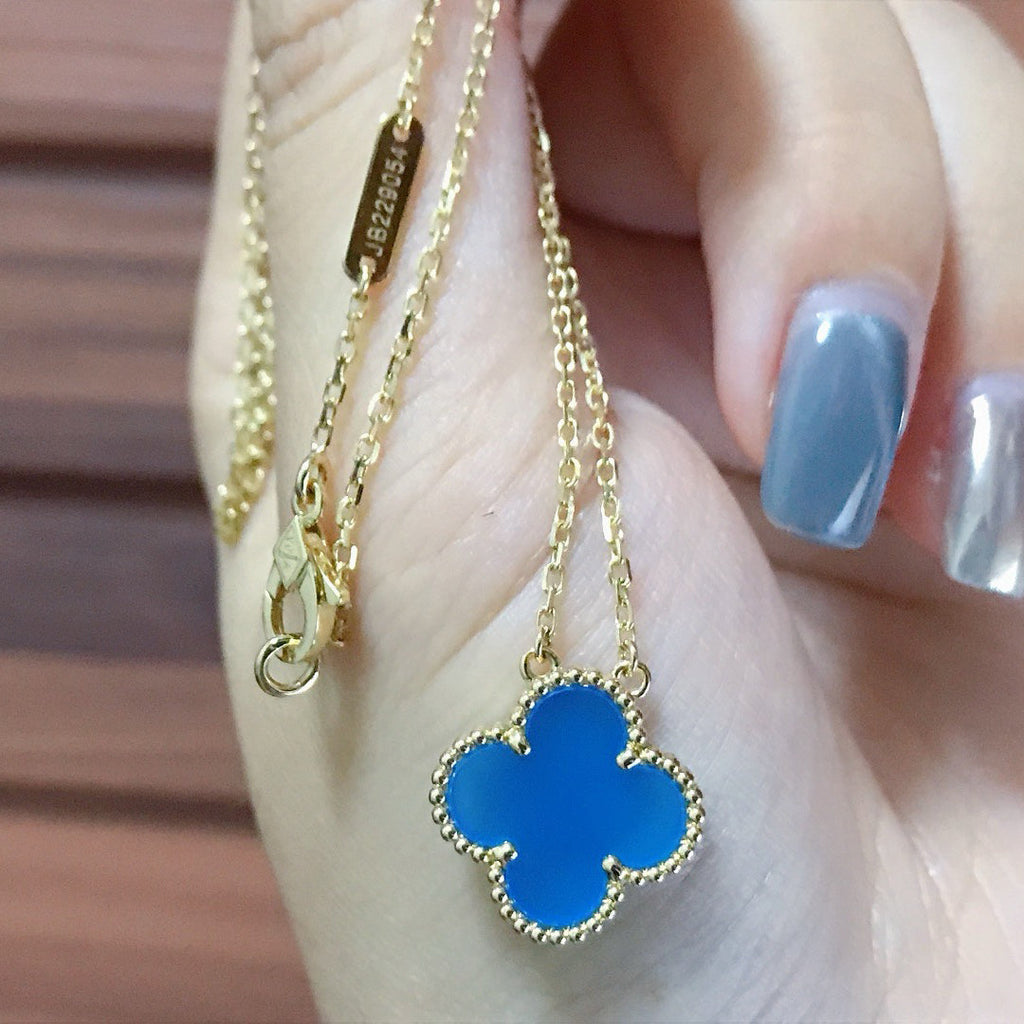 Aura CLOVER 15MM BLUE AGATE NECKLACE