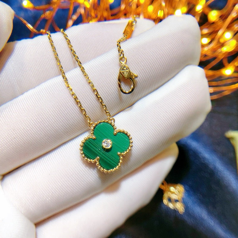 Aura CLOVER 15MM DIAMOND TURQUOISE NECKLACE