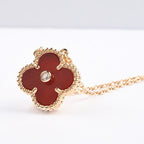 Aura CLOVER 15MM DIAMANT KARNEOL HALSKETTE