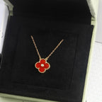 Aura CLOVER 15MM DIAMANT KARNEOL HALSKETTE