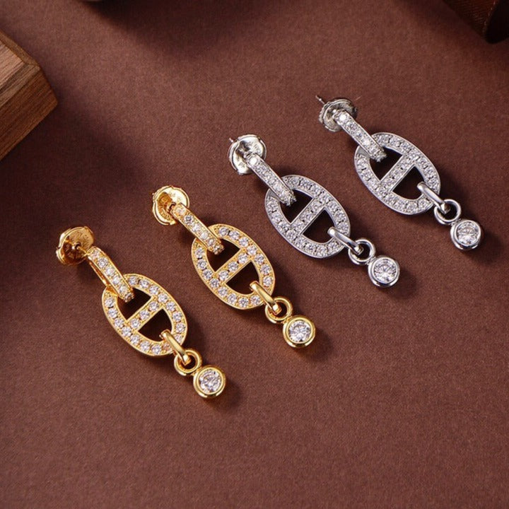 [⭐Aura ]HM CHAINE DIAMOND EARRINGS
