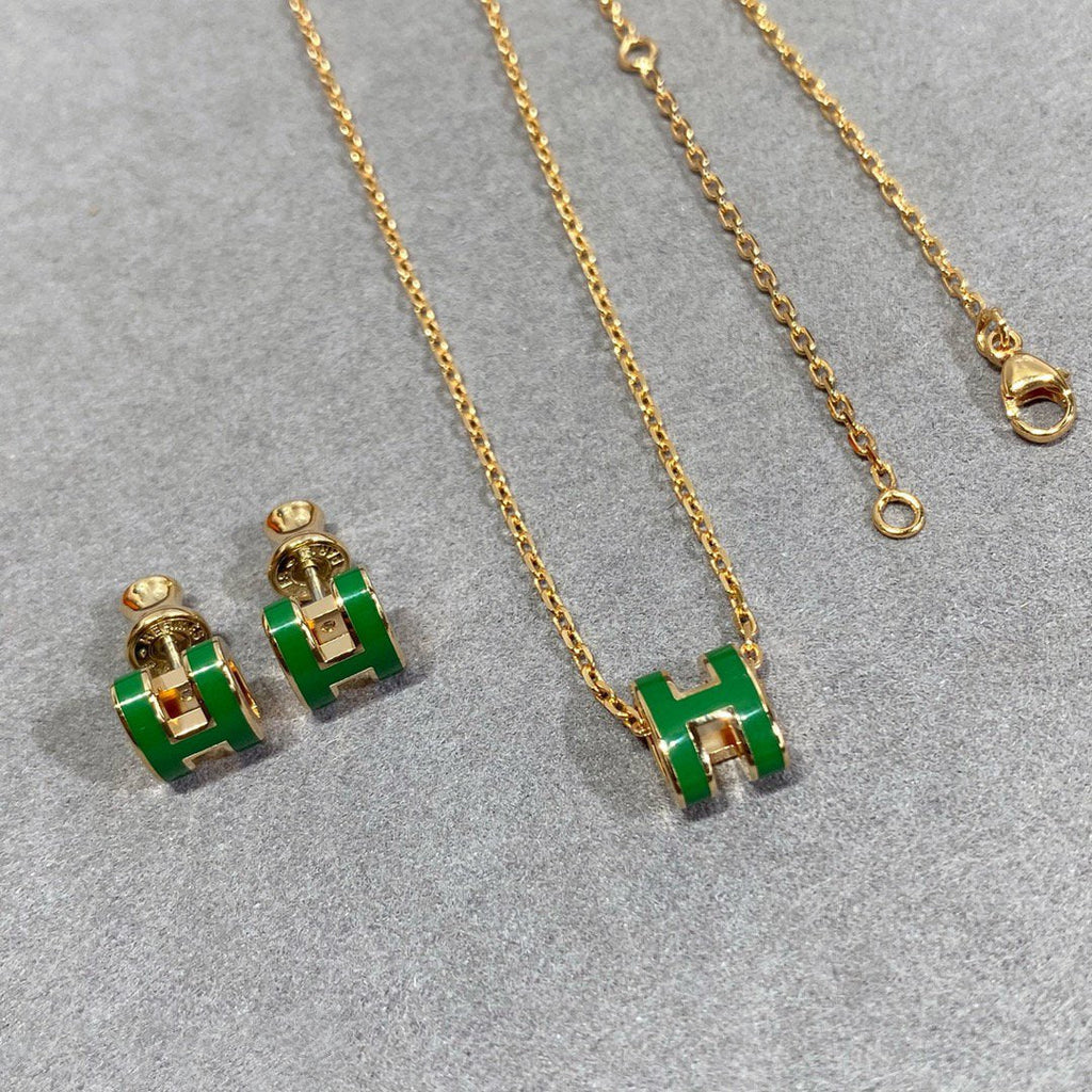 Aura POP H GRÜNE HALSKETTE SILBER UND GOLD