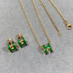 Aura POP H GRÜNE HALSKETTE SILBER UND GOLD