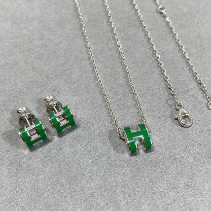 Aura POP H GRÜNE HALSKETTE SILBER UND GOLD