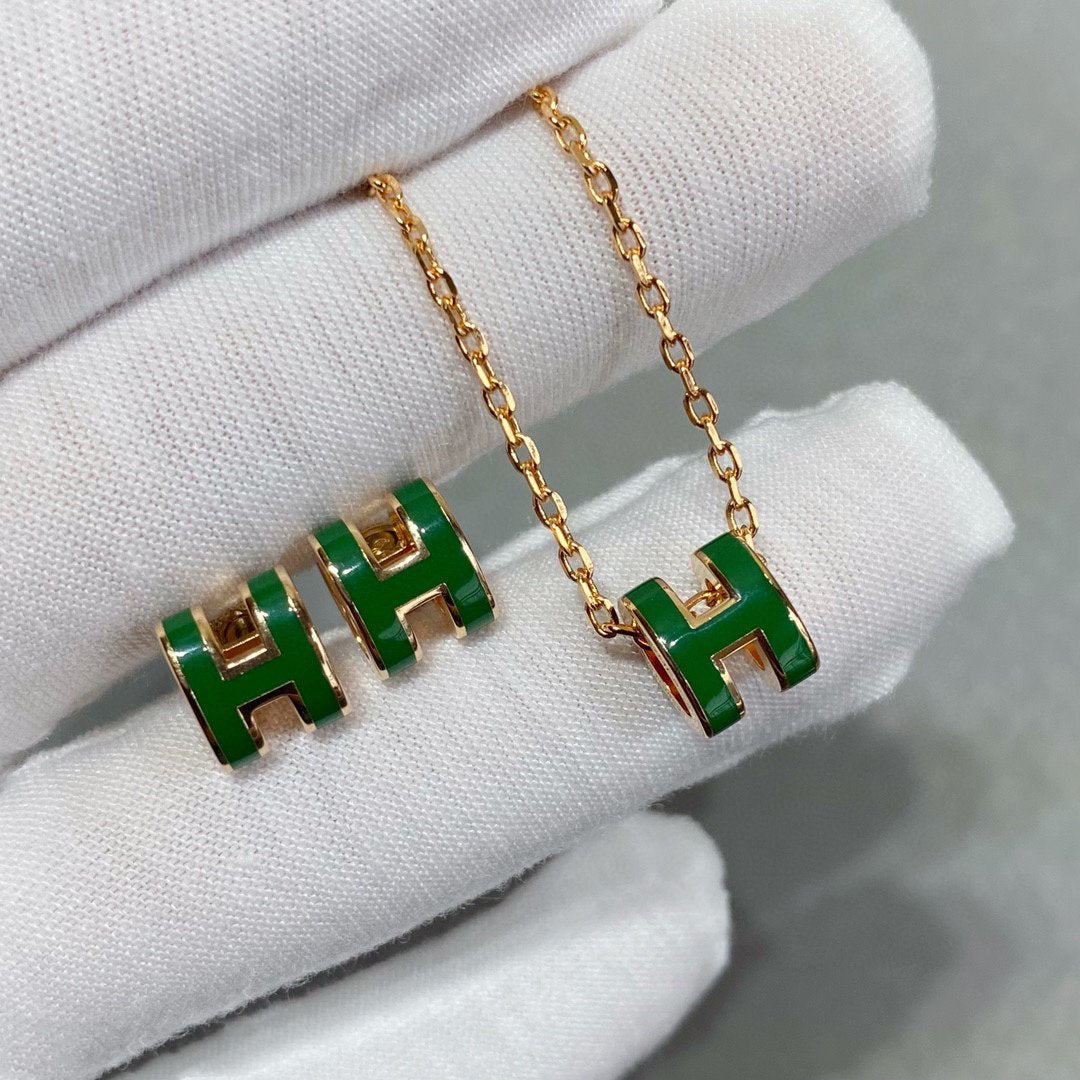 Aura POP H GRÜNE HALSKETTE SILBER UND GOLD