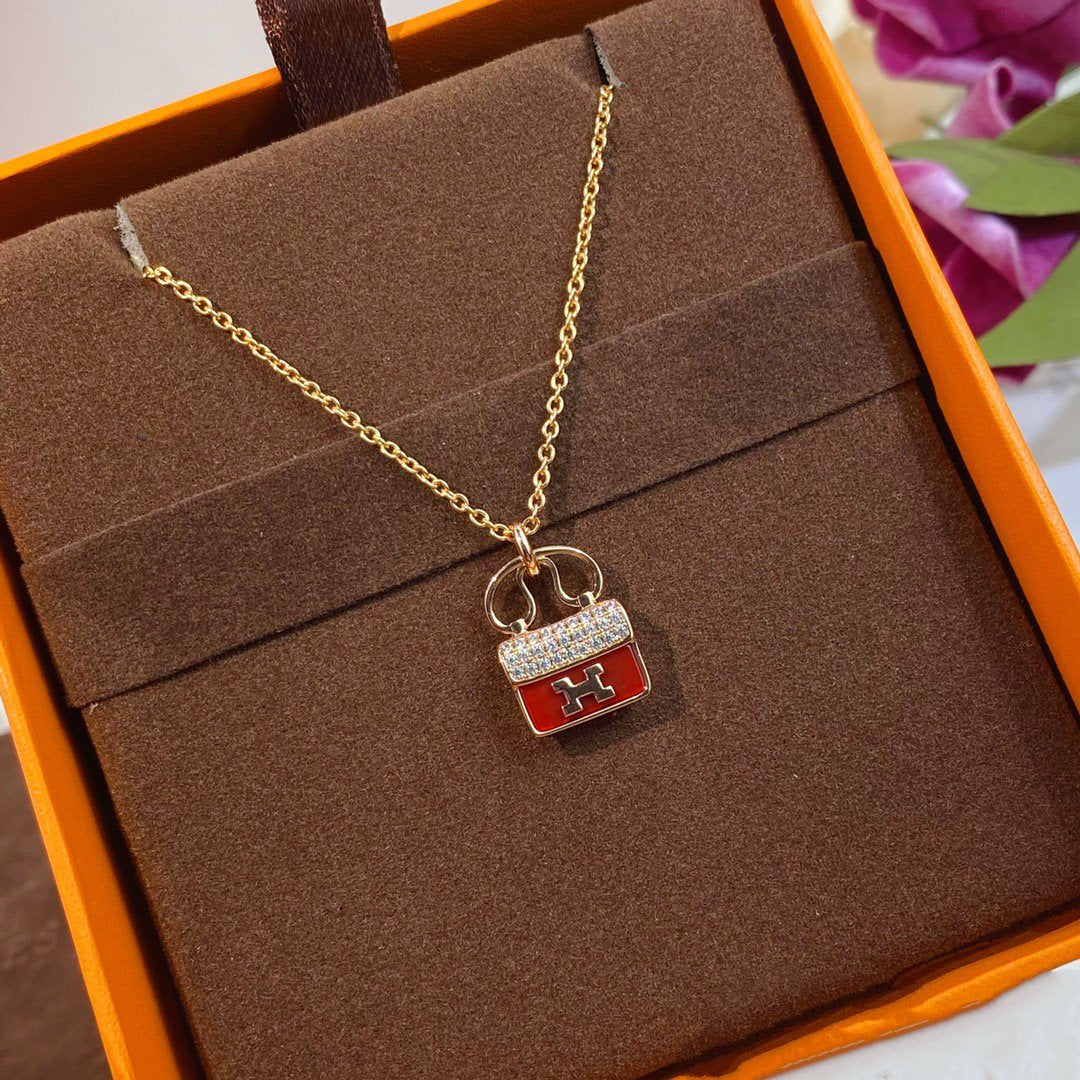 Aura CONSTANCE RED PEDANT PINK GOLD NECKLACE