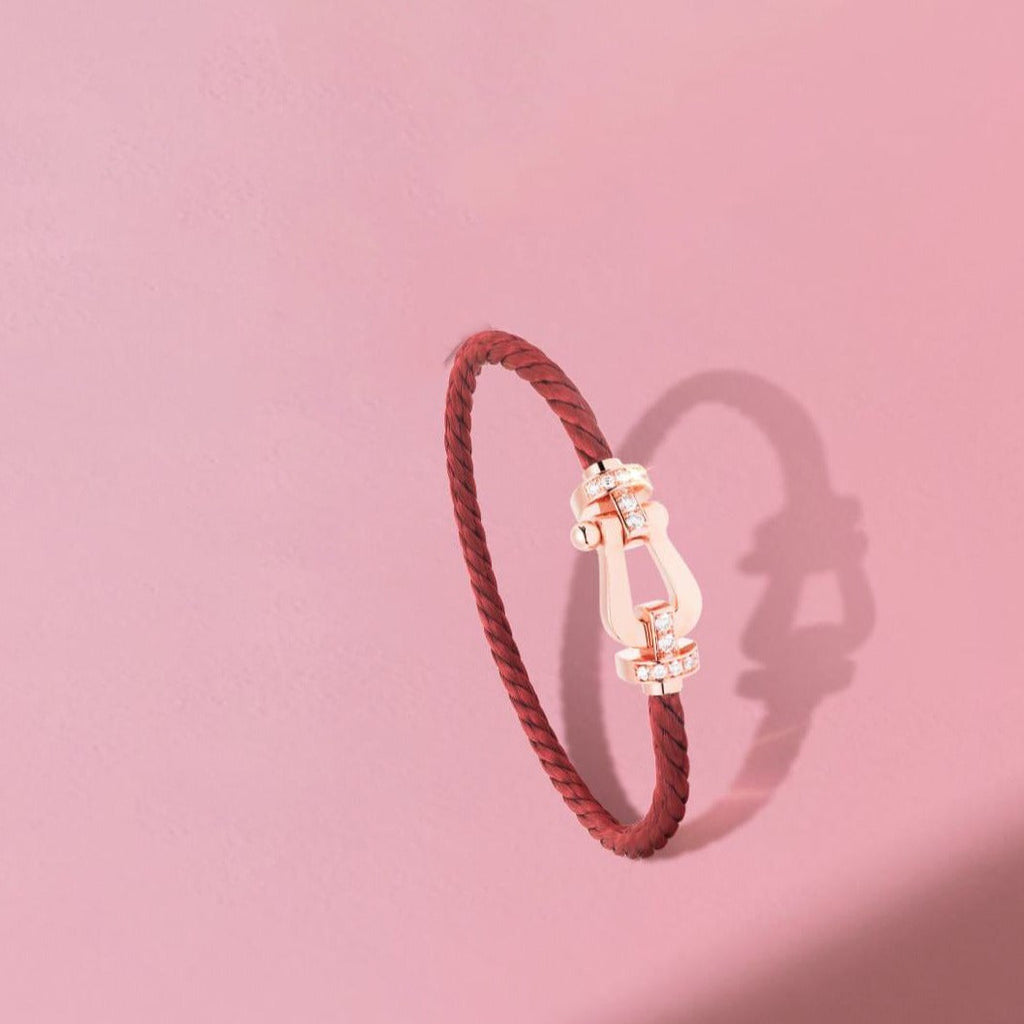 Aura FORCE 10 HALF DIAMOND PINK GOLD RED CORDERI LARGE AND MEDIUM MODEL