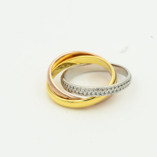 [⭐Aura ]TRINITY RING GOLD PINK GOLD SILVER DIAMONDS