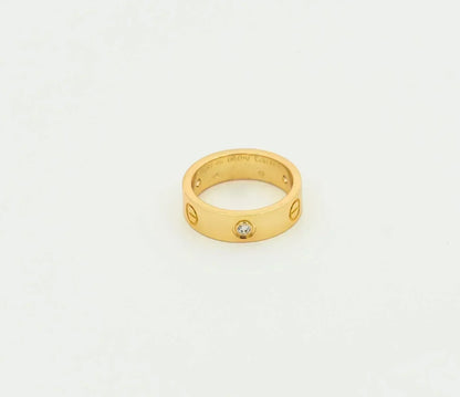[⭐Aura ]LOVE RING 5.5MM 3 DIAMONDS GOLD
