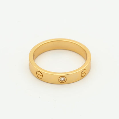 [⭐Aura ]LOVE RING 4MM 1 DIAMOND PINK GOLD