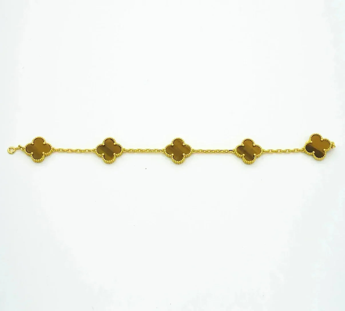 [Aura ]New  CLOVER 5 MOTIFS TIGER EYE BRACELET COLLECTION