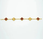 [Aura ]New  CLOVER 5 MOTIF RED CORNELIAN BRACELET COLLECTION