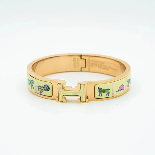 [⭐Aura ]H PINK GOLD BRACELET CREAM CERAMIC
