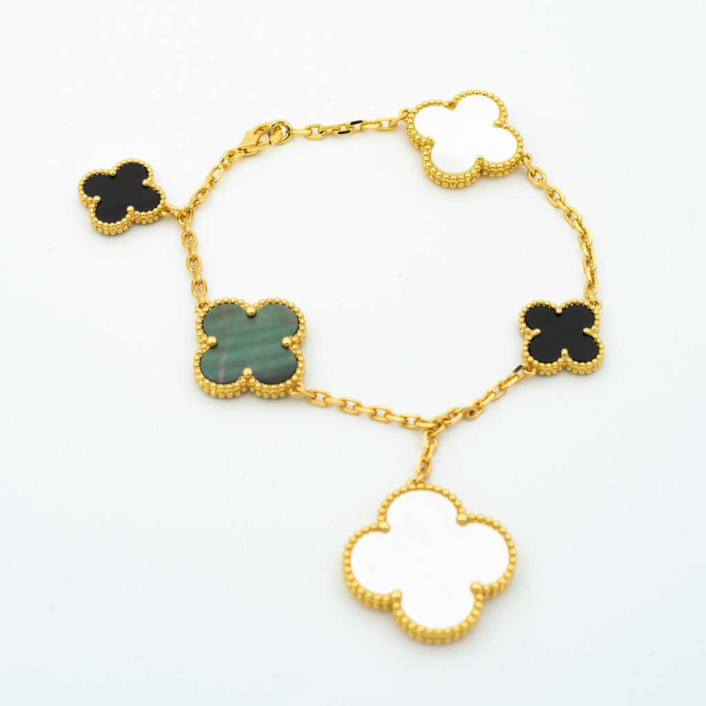 Aura CLOVER BRACELET 5 MOTIFS ONYX MOP