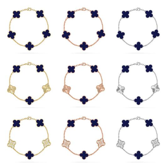 [⭐Aura ]New CLOVER 5 MOTIF LAPIS LAZULI BRACELET COLLECTION