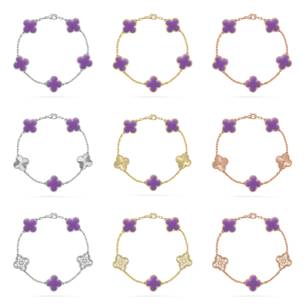 [Aura ]New CLOVER 5 MOTIF LIGHT PURPLE BRACELET COLLECTION