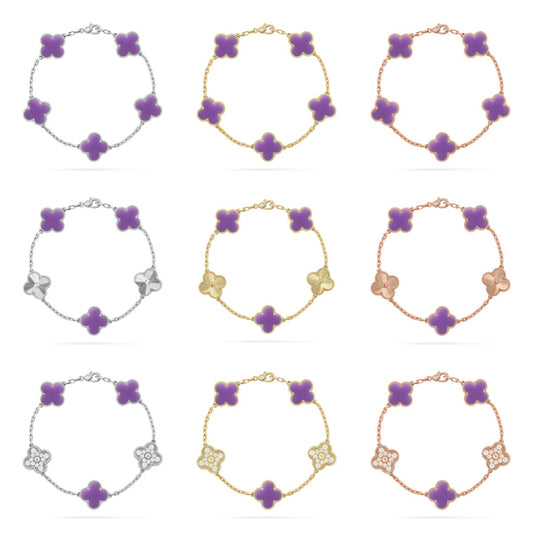 [⭐Aura ]New CLOVER 5 MOTIF LIGHT PURPLE BRACELET COLLECTION