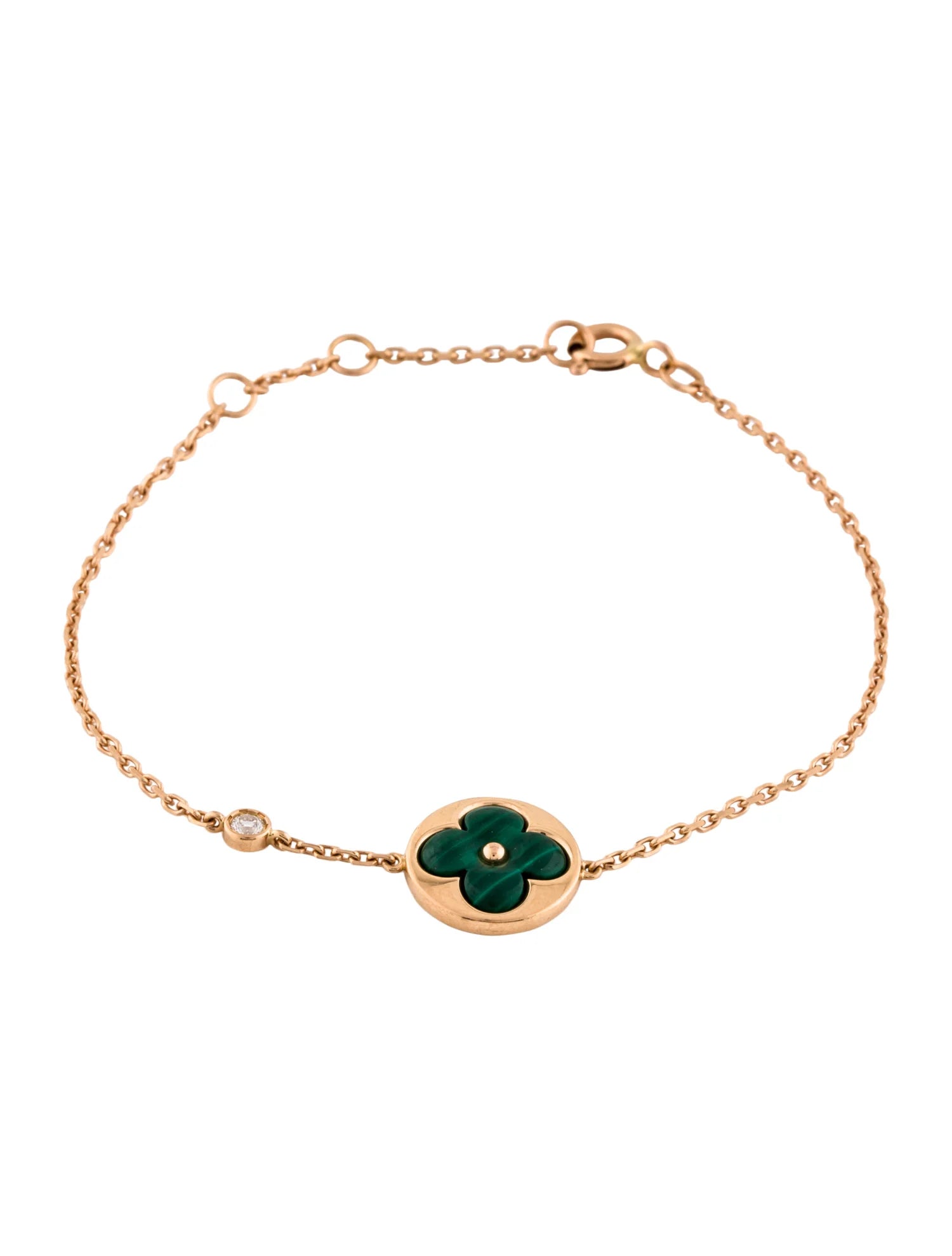 Aura SUN MALACHITE 1 DIAMOND PINK GOLD BRACELET