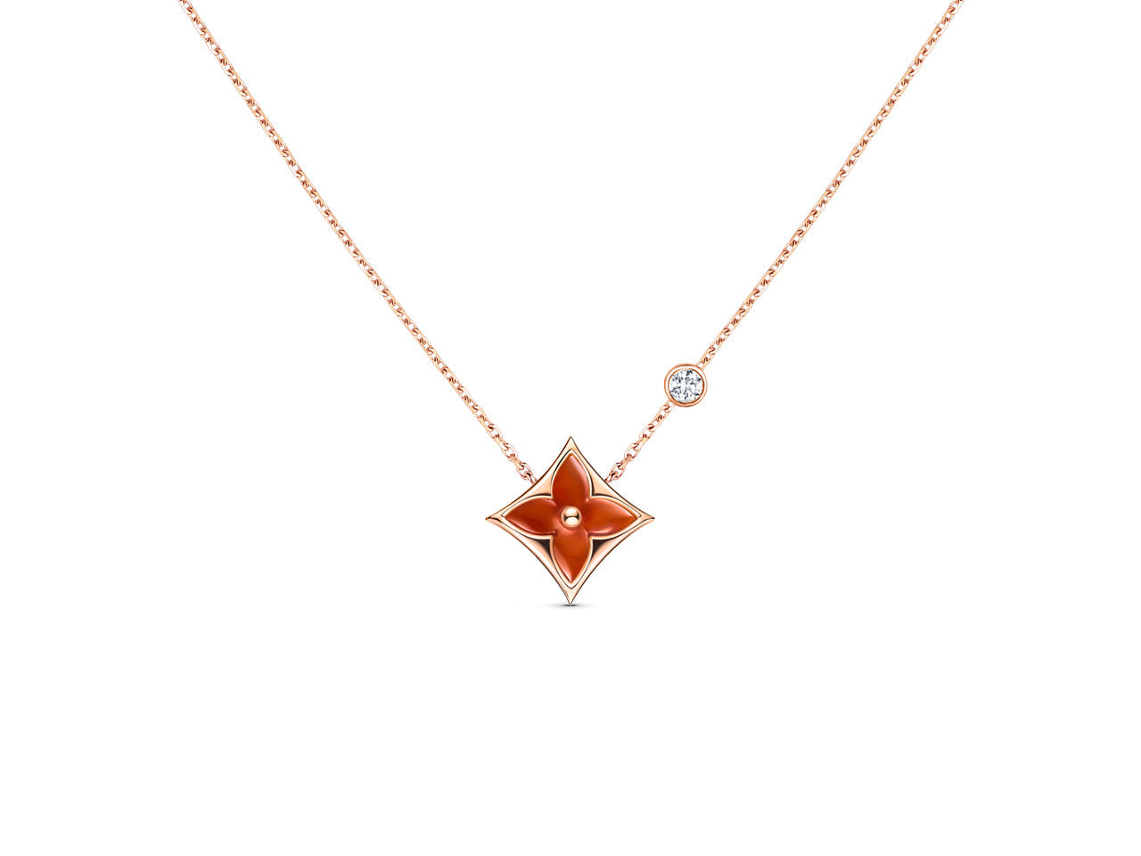 Aura STAR NECKLACE PINK GOLD 1 DIAMOND
