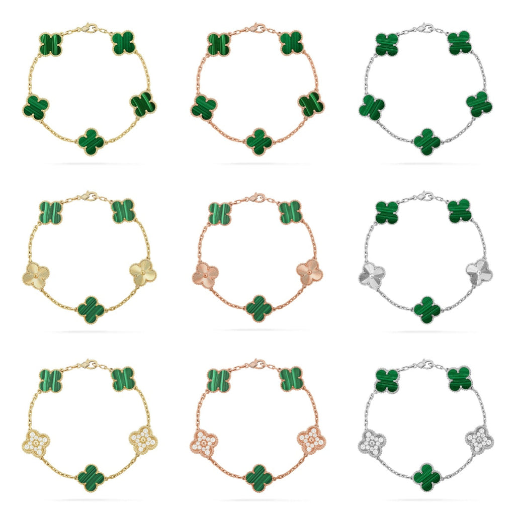 [Aura ]Neue CLOVER 5 MOTIV MALACHIT ARMREIF KOLLEKTION