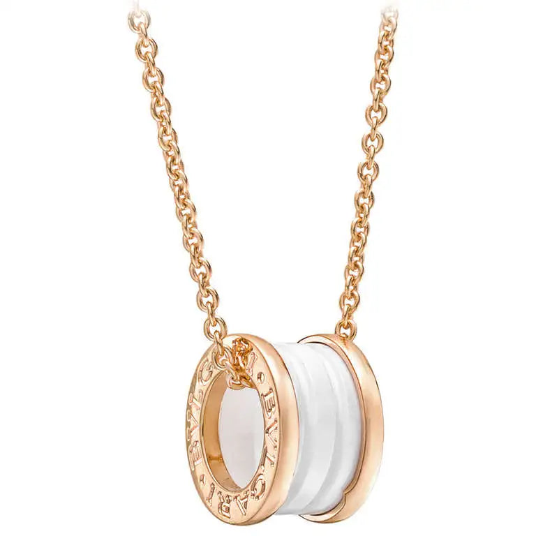 [⭐Veya]ZERO 1 WEISSKERAMIK ROSÉGOLD DIAMANT-HALSKETTE