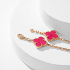 [⭐DORISW]NEW CLOVER 10 MOTIFS PINK ENAMEL NECKLACE
