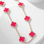 [⭐DORISW]NEW CLOVER 10 MOTIFS PINK ENAMEL NECKLACE