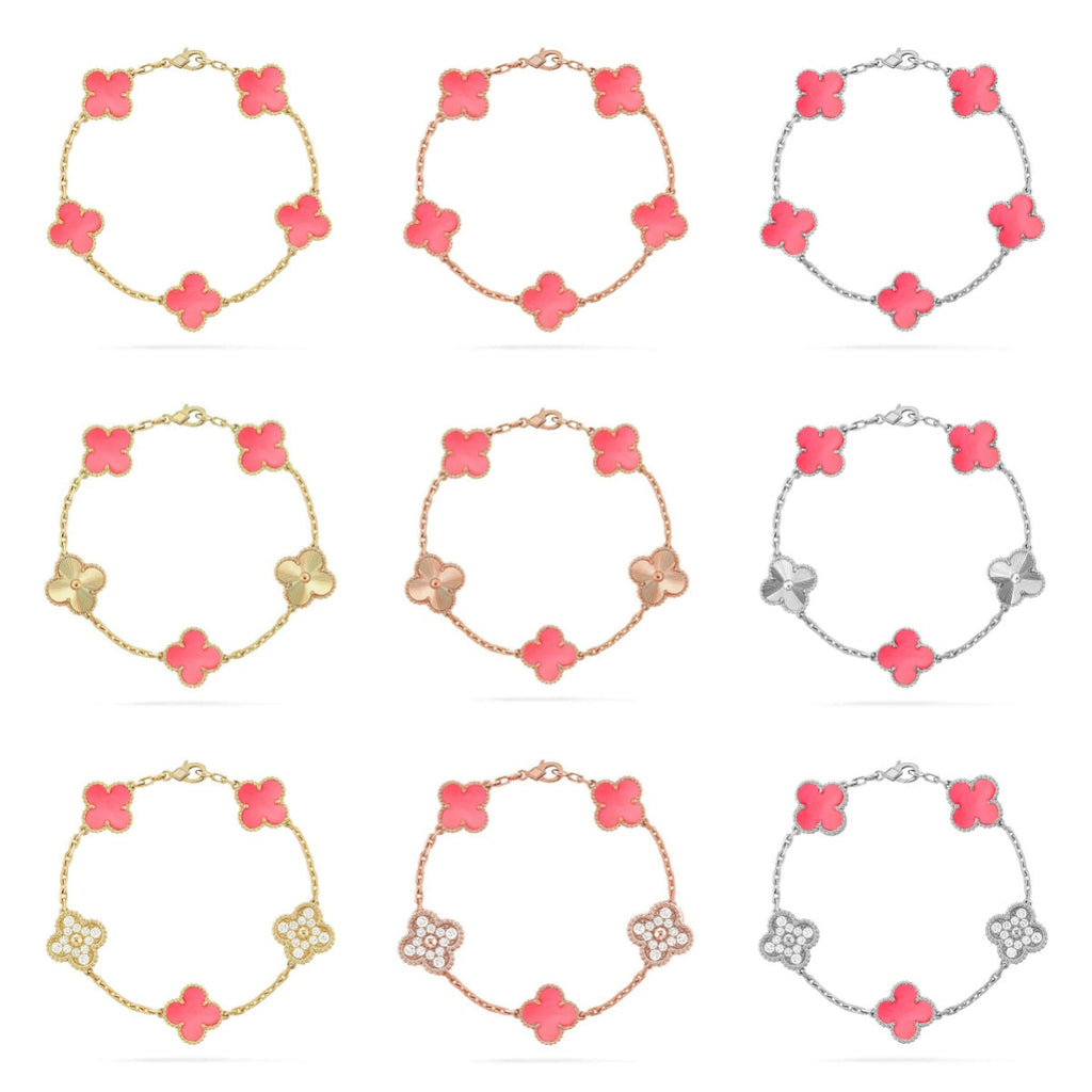 [Aura ]New  CLOVER 5 MOTIFS  PINK MOP BRACELET COLLECTION