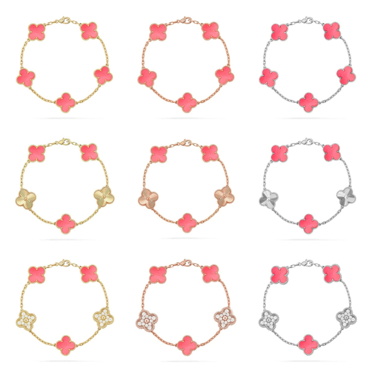 [Aura ]Neue CLOVER 5 MOTIVE ROSÉ-PERLMUTT-ARMBAND-KOLLEKTION