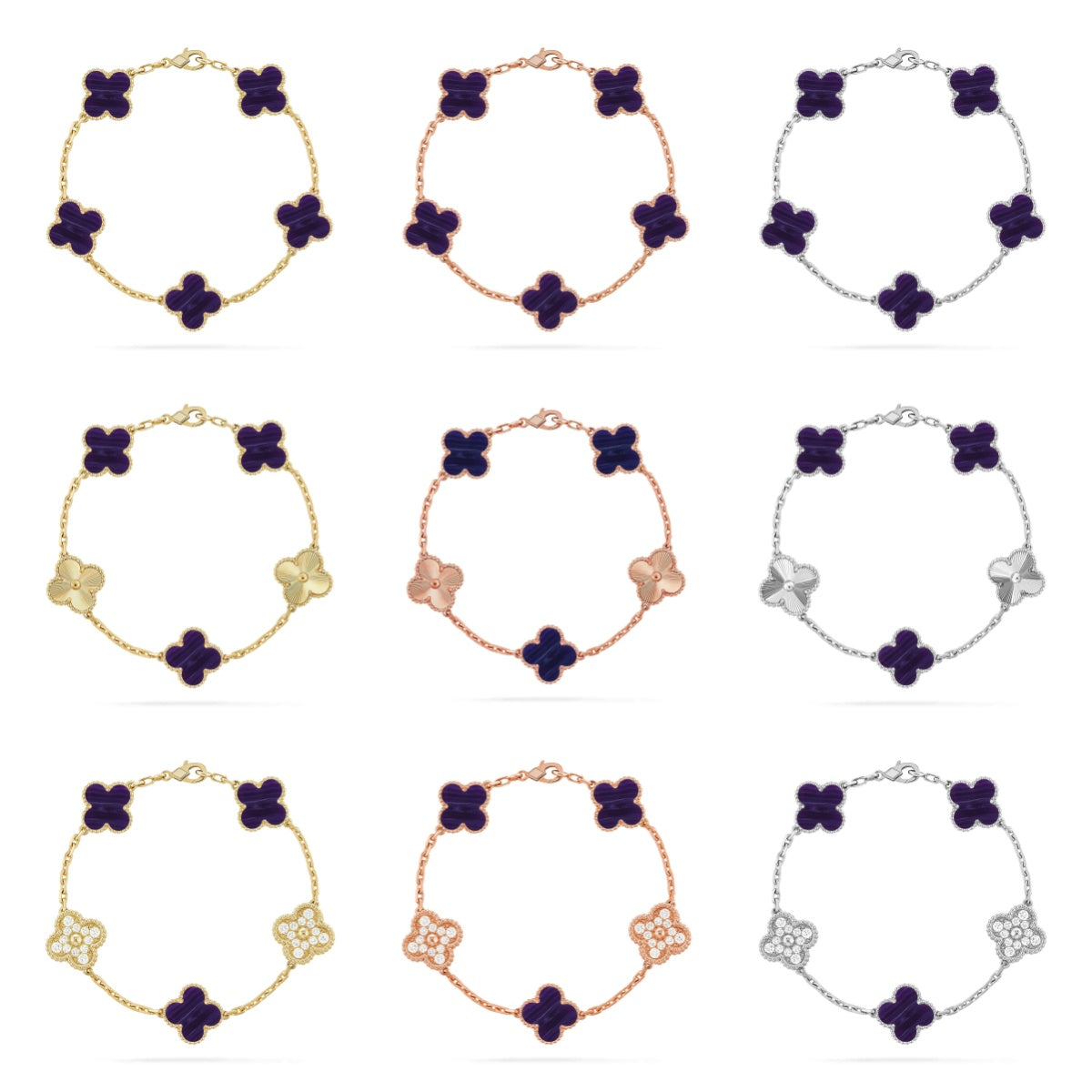 [Aura ]New CLOVER 5 MOTIF PURPLE STRIPES BRACELET COLLECTION