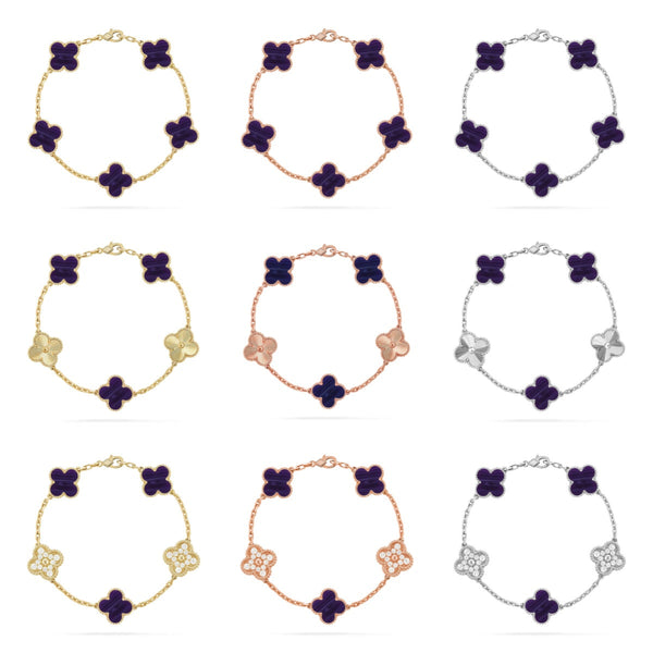[⭐Aura ]New CLOVER 5 MOTIF PURPLE STRIPES BRACELET COLLECTION