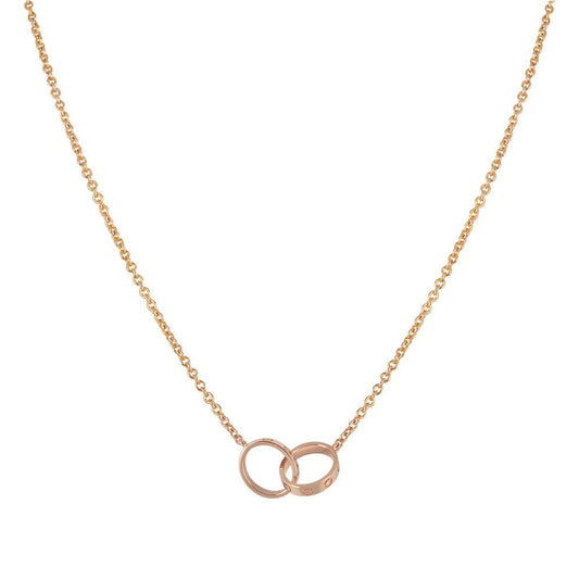 [⭐Aura ]LOVE NECKLACE DOUBLE RING PINK GOLD