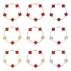 [Aura ]New  CLOVER 5 MOTIF RED CORNELIAN BRACELET COLLECTION