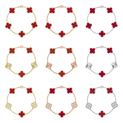 [Aura ]Neue Kollektion CLOVER 5 MOTIF ROTER CORNELIAN-ARMBÄNDER