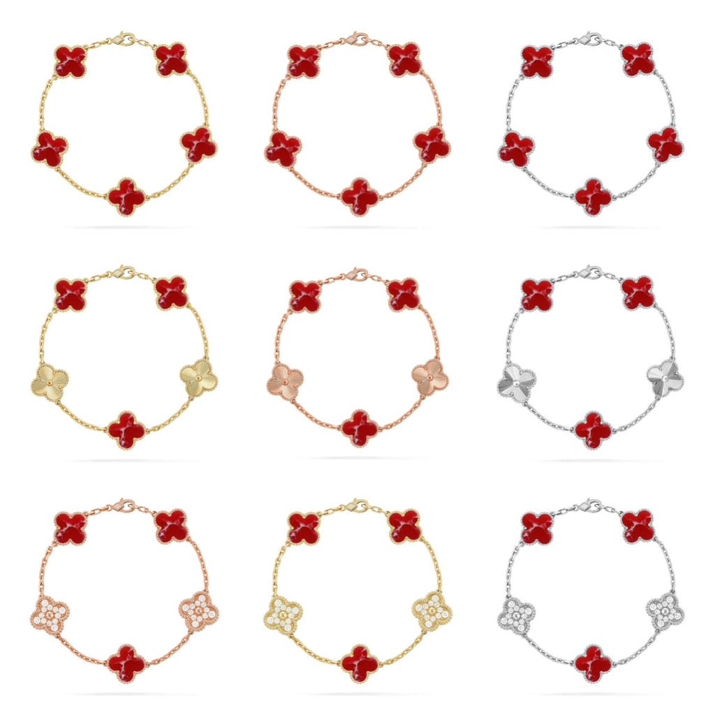 [Aura ]New CLOVER 5 MOTIF RED PATTERN BRACELET COLLECTION