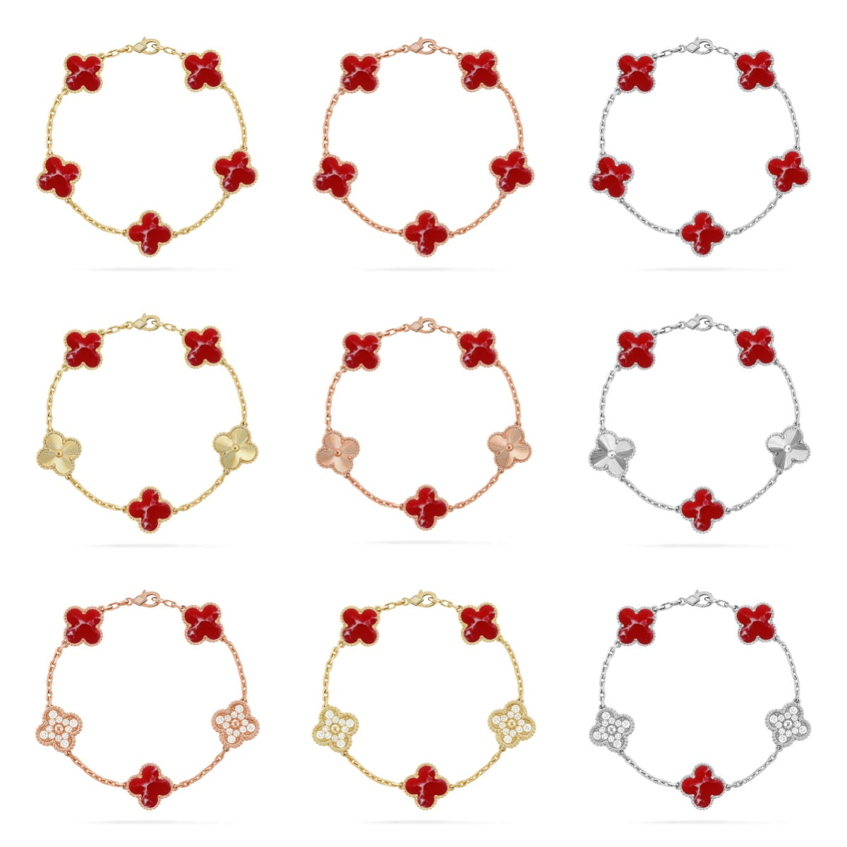[Aura ]New CLOVER 5 MOTIF RED PATTERN BRACELET COLLECTION