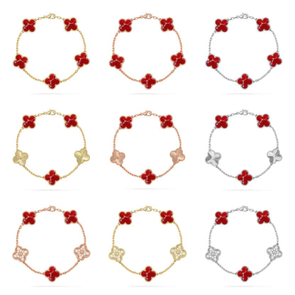 [⭐Aura ]New CLOVER 5 MOTIF RED PATTERN BRACELET COLLECTION