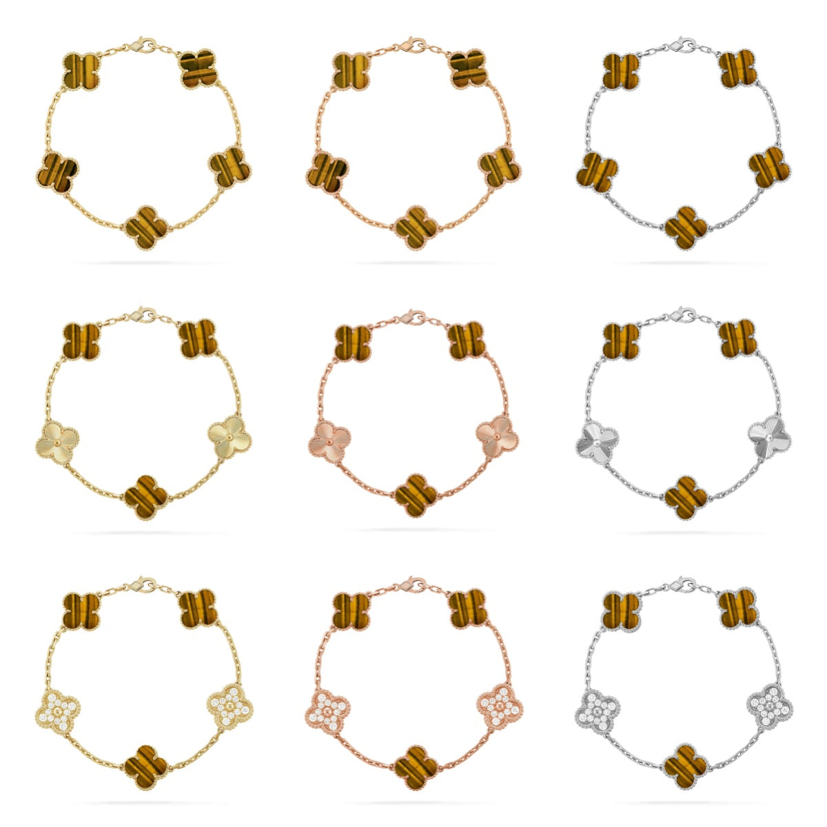 [Aura ]Neue CLOVER 5 MOTIVE TIGER EYE ARMBAND KOLLEKTION