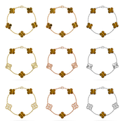 [Aura ]Neue CLOVER 5 MOTIVE TIGER EYE ARMBAND KOLLEKTION